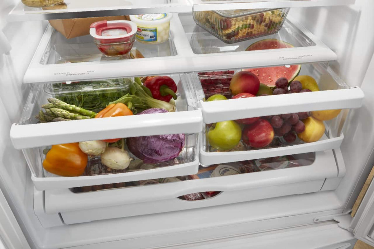 Whirlpool - 33 in. Wide 22 cu. ft. French Door Refrigerator with Humidity-Controlled Crispers - Black