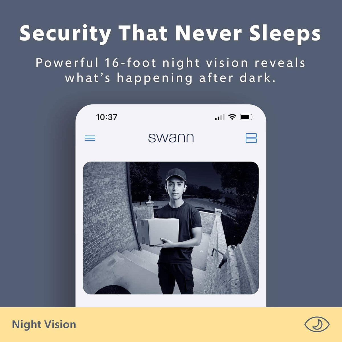 Swann - EVO HD Wi-Fi Video Doorbell: Wired or wire-free, motion detection, night vision, 2-way talk, local/cloud storage - Black