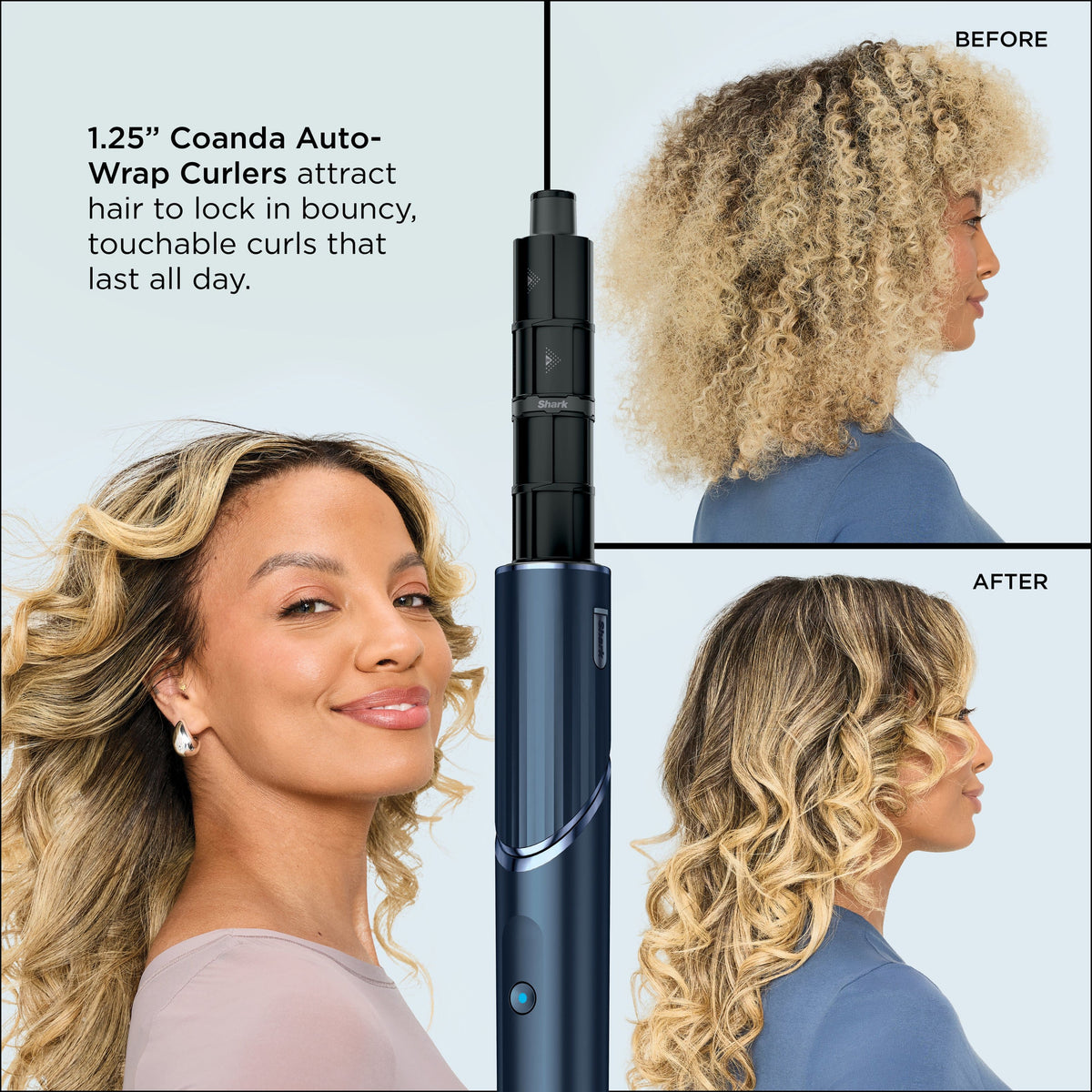 Shark - FlexStyle Air Styling & Drying System, Powerful Hair Blow Dryer and Multi-Styler - Straight & Wavy Hair - Indigo Rush