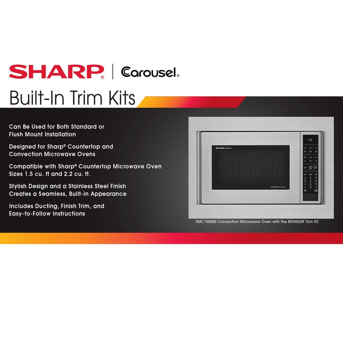 Sharp - 27-in. Built-In Microwave Trim Kit for the SMC2266HS - Silver