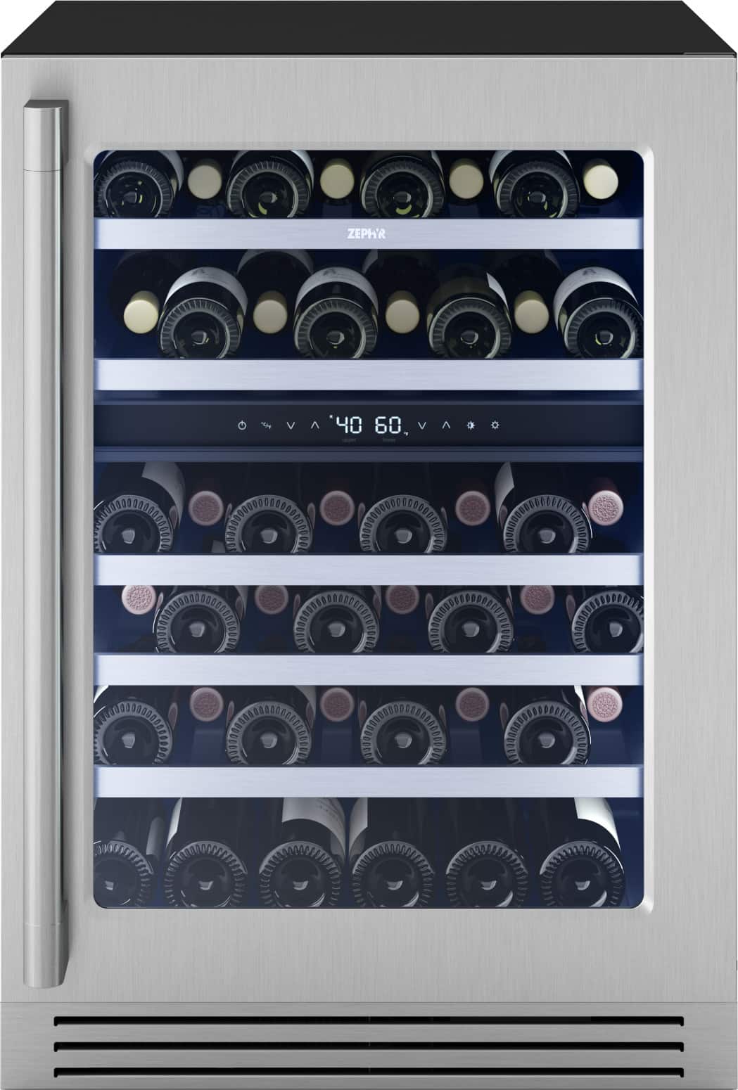 Zephyr - Presrv Pro 24 in. 45-Bottle Dual Zone Wine Cooler - Stainless Steel/Glass