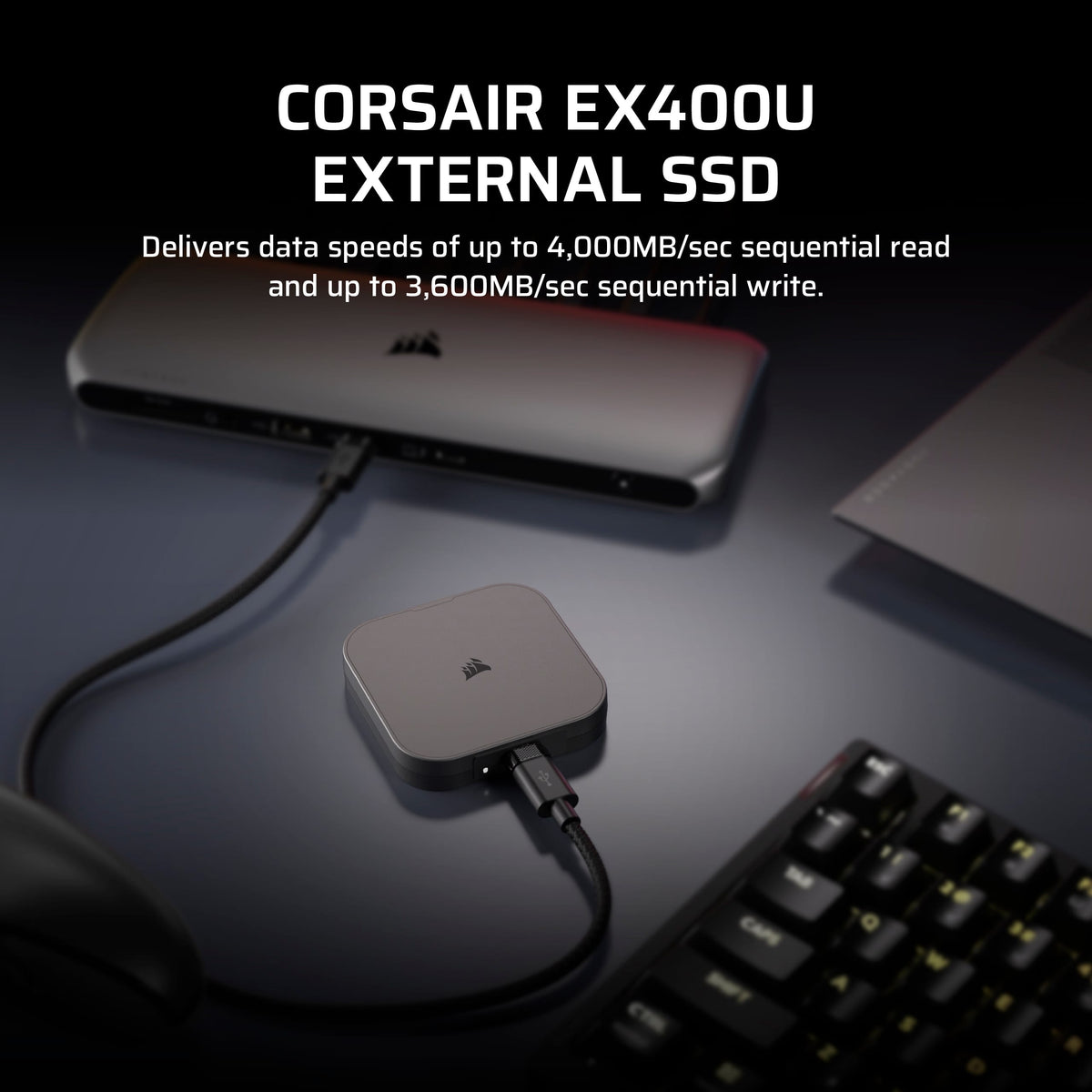 CORSAIR - EX400U USB4 2TB External Portable SSD - Gray