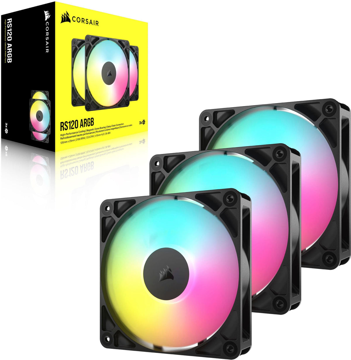 CORSAIR - RS120 ARGB 120mm PWM Case Fans (3-pack) - Black