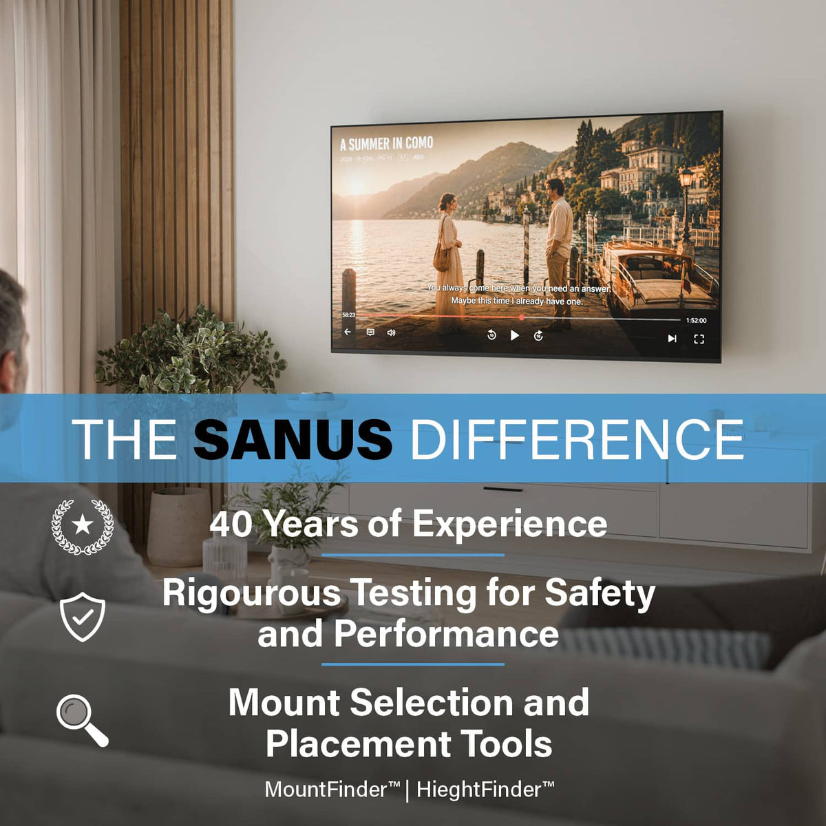 SANUS Elite - 4D Tilt TV Wall Mount - Black