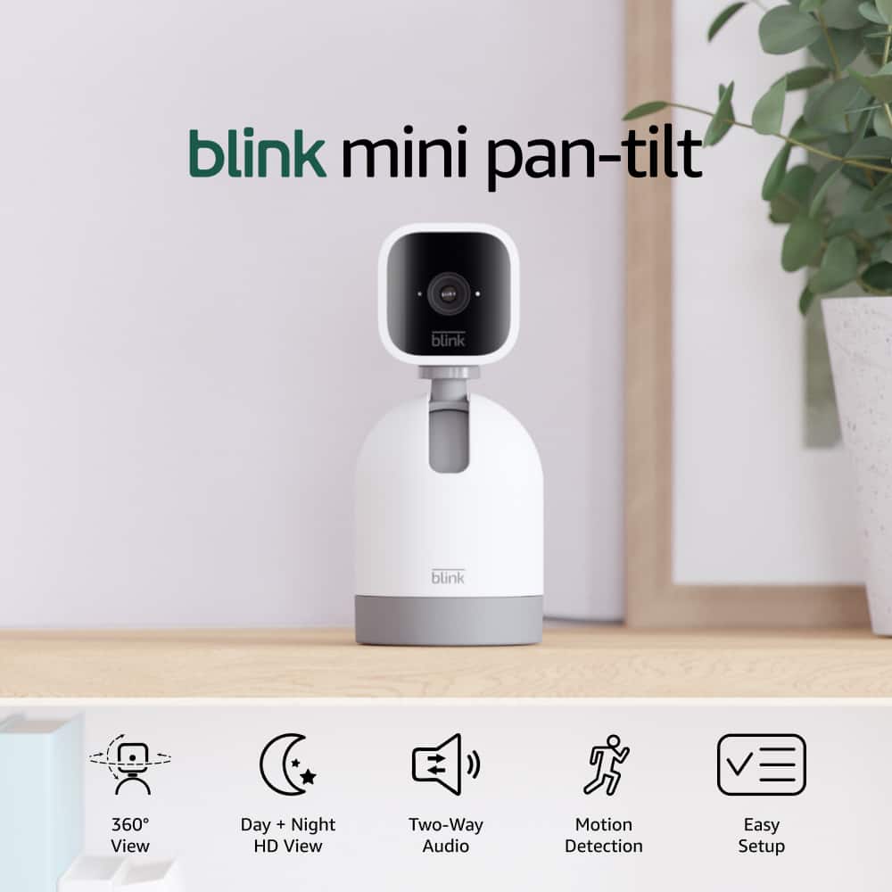 Blink - Mini Pan-Tilt Camera - Rotating indoor plug-in smart security camera, two-way audio, HD video, motion detection - White