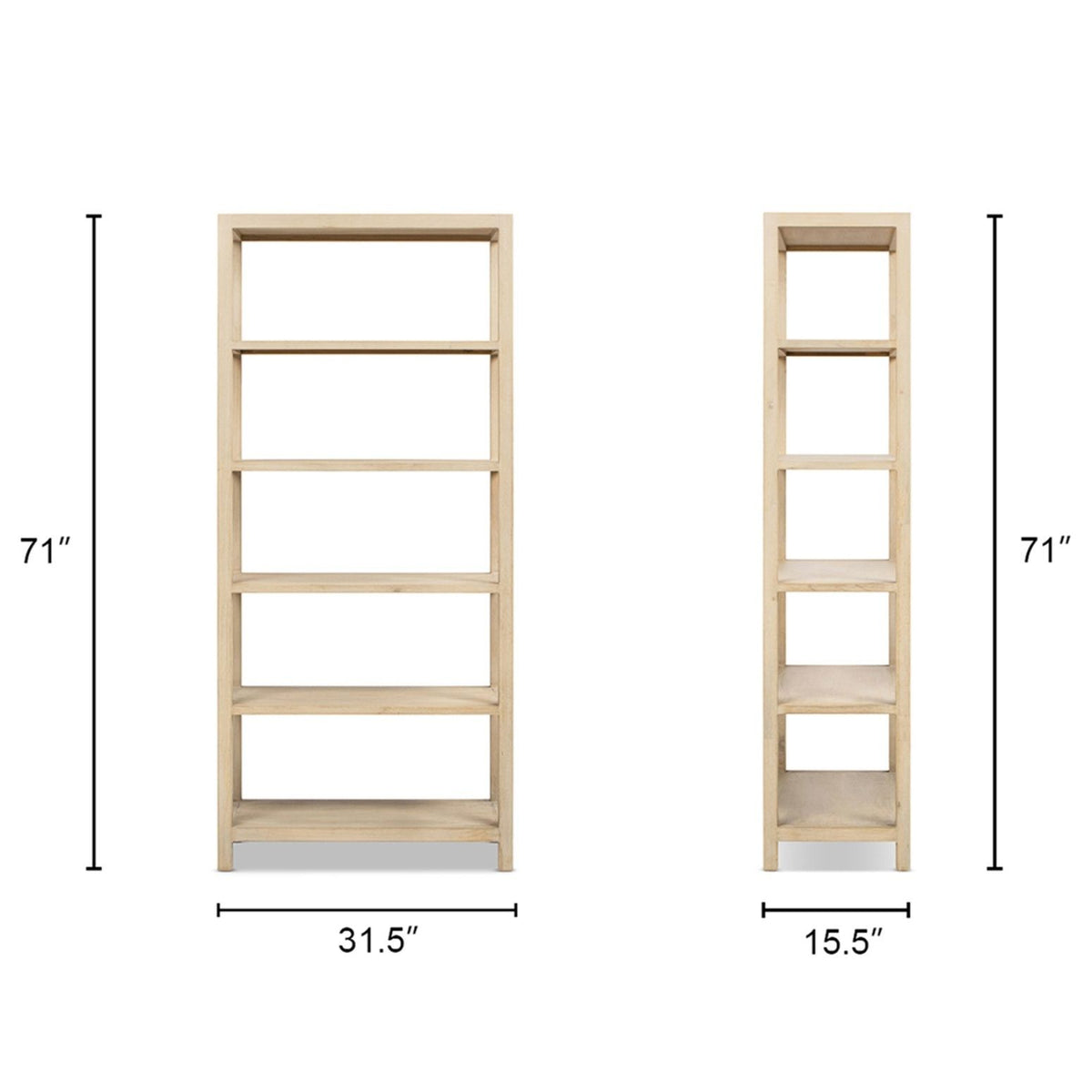 Ellis - Librería de 5 estantes con estructura abierta - Natural