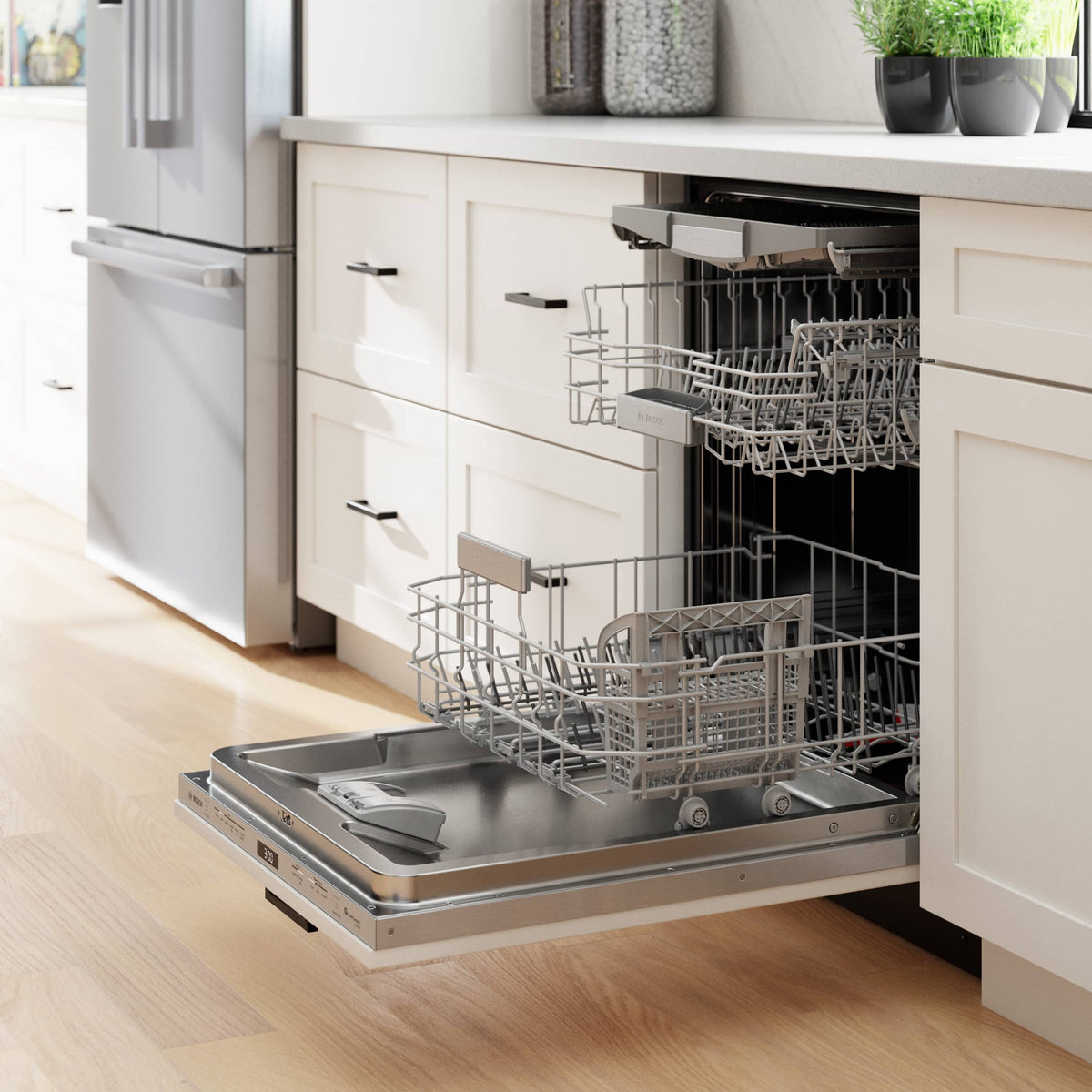 Bosch - Benchmark Series 24" Top Control Smart Built-In Stainless Steel Tub Dishwasher with 3rd Rack and RackMatic, 39 dBA - Custom Panel Ready
