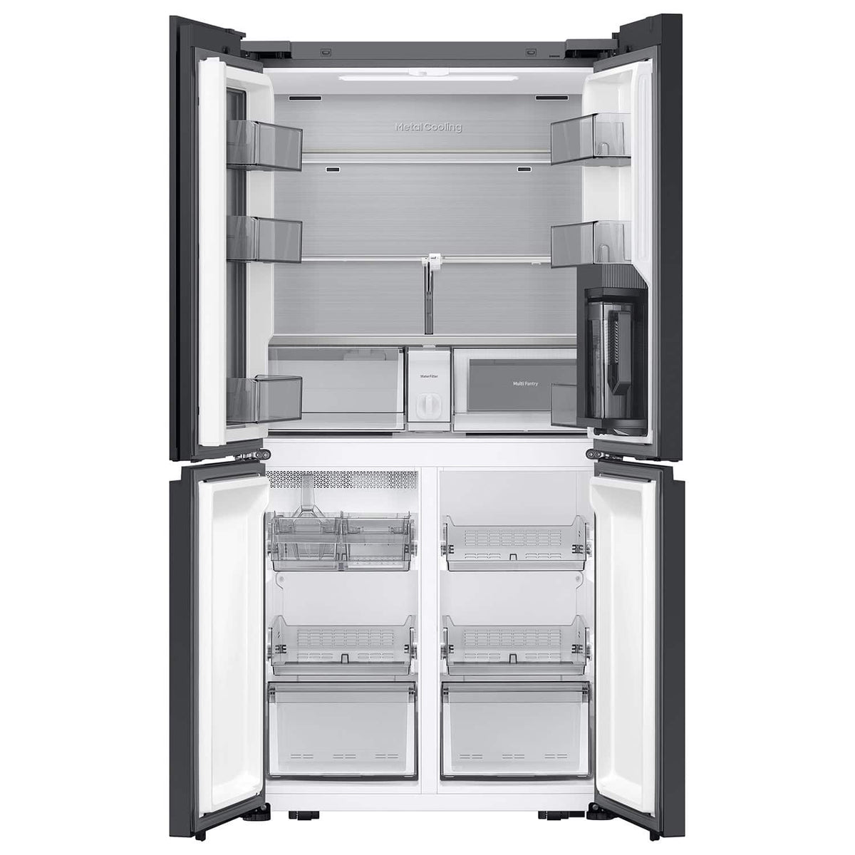 Samsung - 35 in. Wide Bespoke 22 cu. ft. Counter Depth 4-Door French Door Refrigerator with Zero Clearance Fit - White Glass