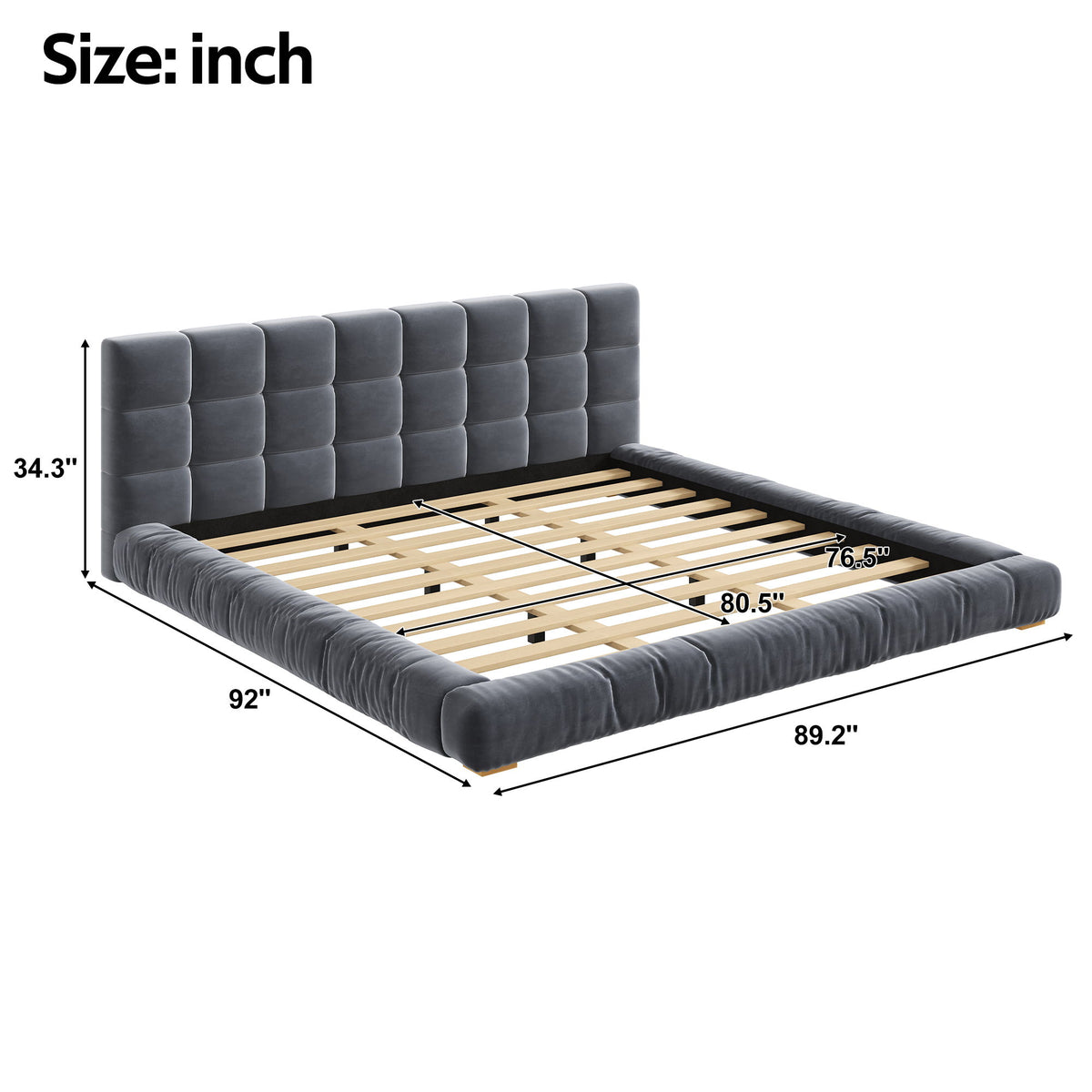 Base de cama tapizada con cabecero capitoné