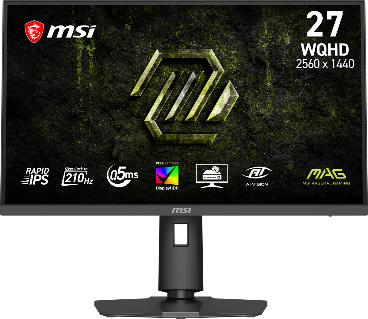 MSI - MAG 275QPF E21 27" QHD 210Hz 0.5ms G-SYNC Compatible FreeSync Premium Gaming Monitor HDR 400 (Display Port, HDMI) - Metallic Black