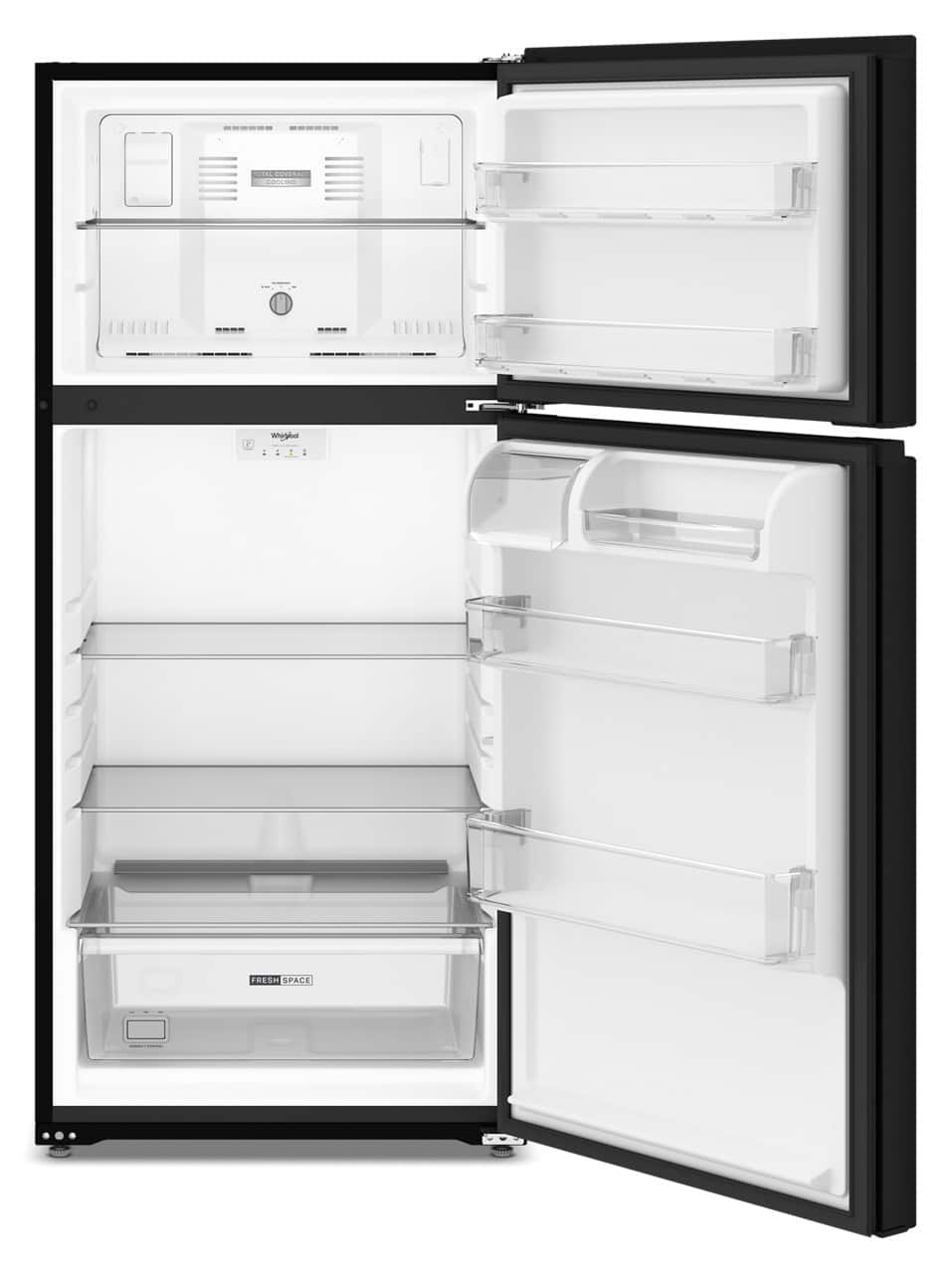 Whirlpool - 28 in. Wide 14.3 cu. ft. Top Freezer Refrigerator with Total Coverage Cooling - Black