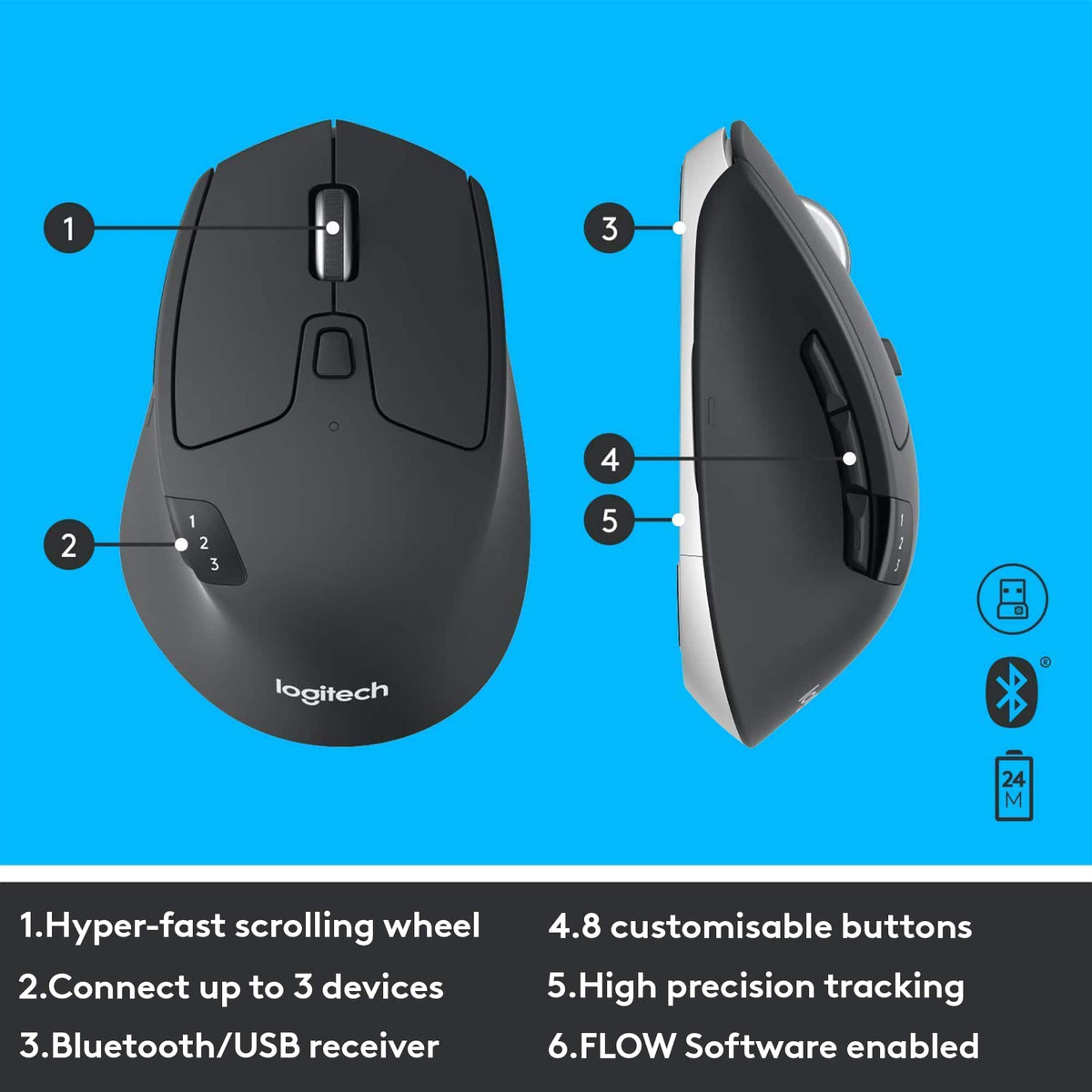 Logitech - MK850 Performance Full-size Wireless Membrane Keyboard and Mouse Combo for PC and Mac - Black