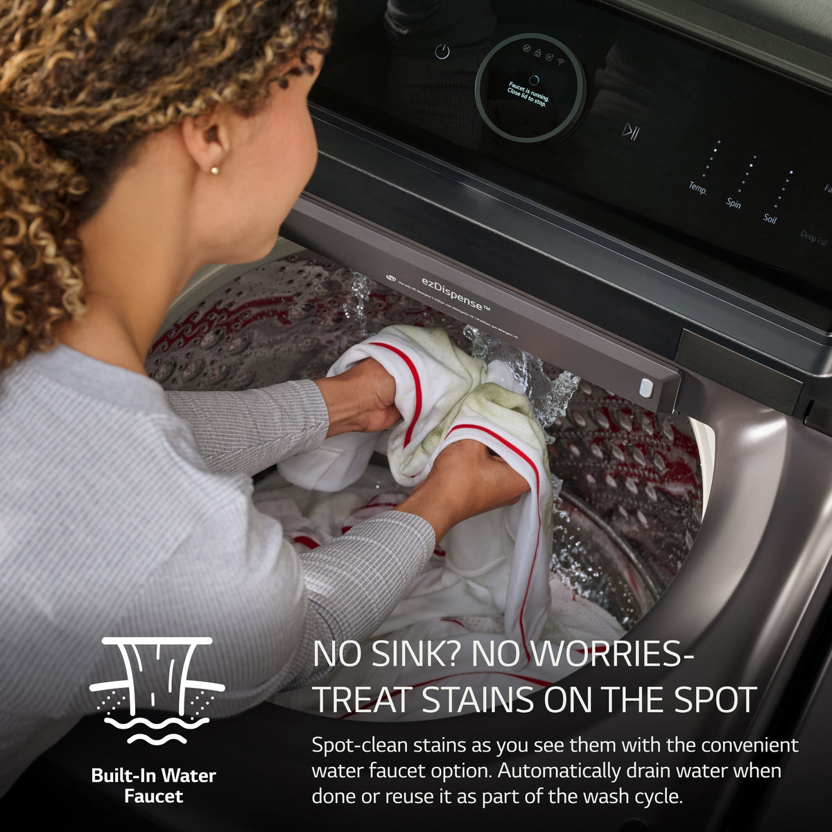 LG - 5.5 Cu. Ft. High Efficiency Smart Top Load Washer with EasyUnload - Matte Black