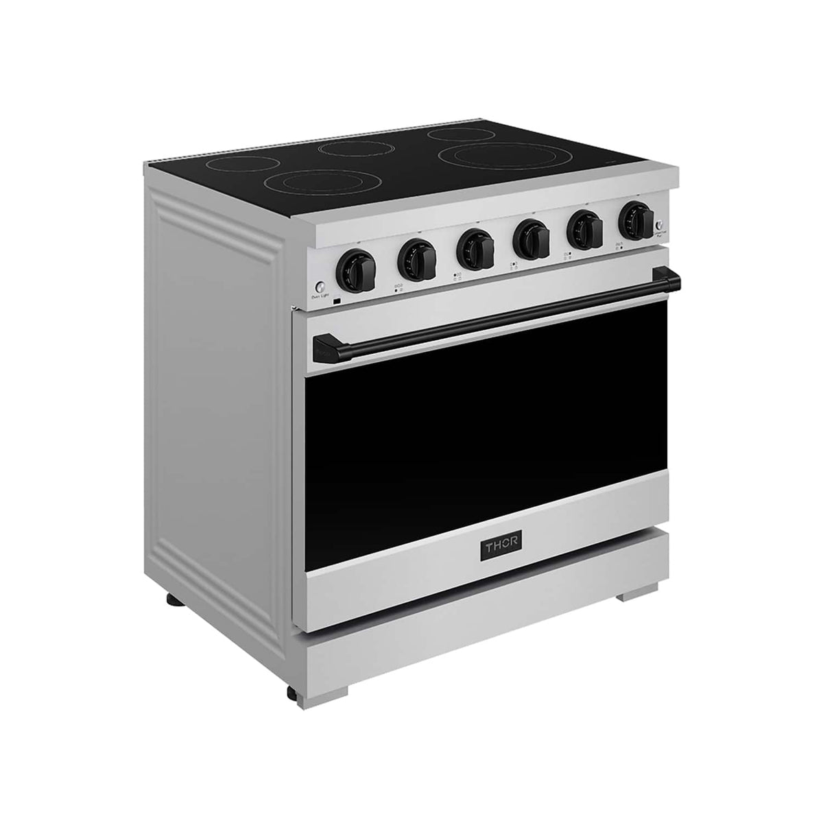 36 in. Wide 5 Elements Gordon Ramsay Series by Thor Kitchen 6.0 Cu. Ft Freestanding Electric Range with Black Hardware - Stainless Steel