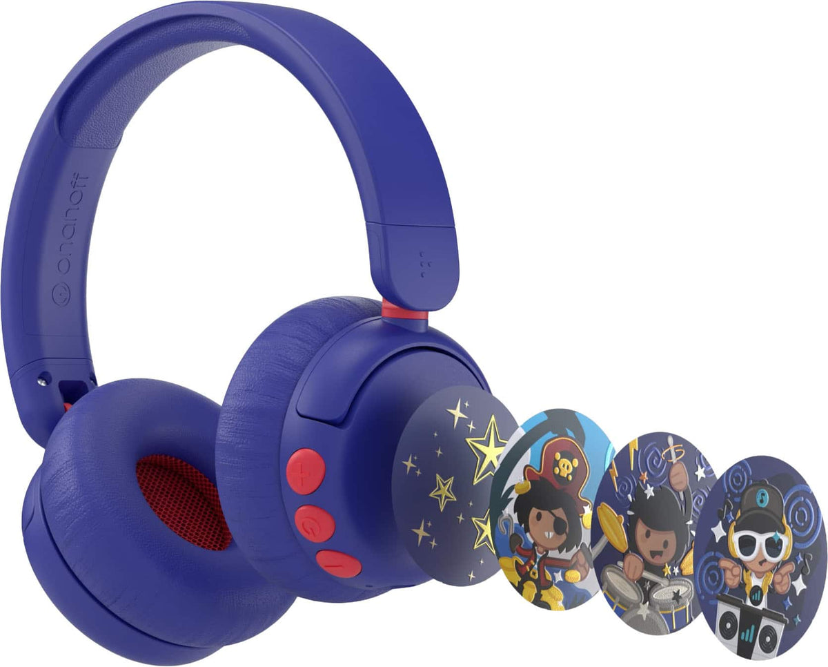 Made for Amazon BuddyPhones EcoTime Jr Wireless SafeAudio Over-the-Ear Youth Headset, Bluetooth (Ages 3-6) - Deep Blue