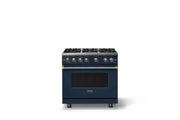 Viking - 36 in. Wide 6 Burner Pro 5 Series 5.1 Cu.Ft. Freestanding Sealed Burner Propane Gas Convection Range w/ Brushed Brass - Slate Blue