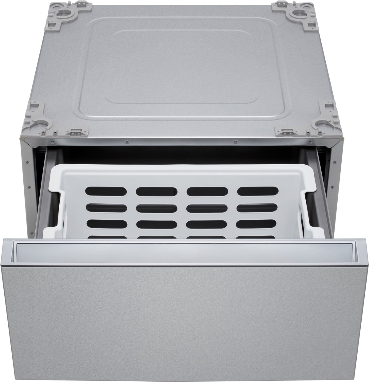 SIGNATURE 29-in Wide Laundry Pedestal with Storage Drawer for select LG Stackable Washers and Dryers - Brushed Platinum Steel
