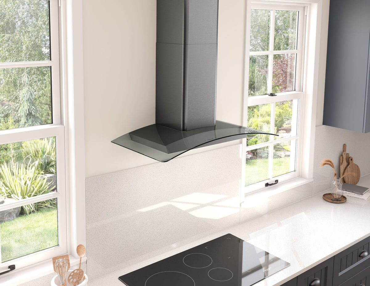 Zephyr - 30 inches - Convertible - Wall Range Hood - Black Stainless Steel