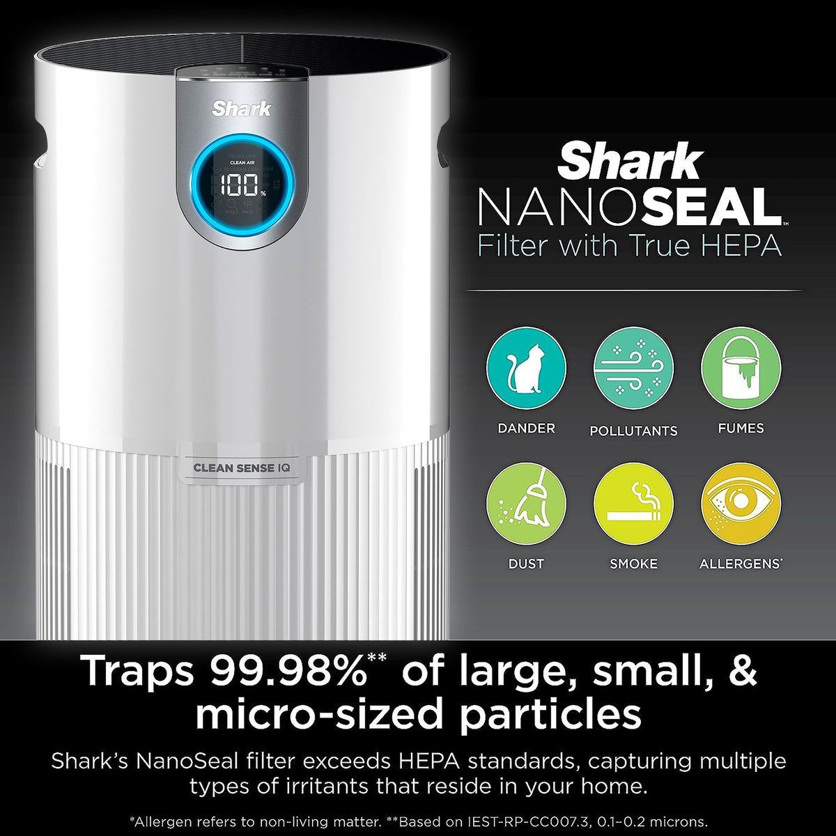 Shark - Refurbished Air Purifier MAX with Anti-Allergen Nanoseal and HEPA Air Filter Technology - White