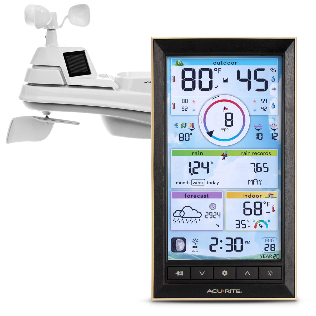 AcuRite - Iris (5-in-1) Weather Station with Vertical Color Display for Hyperlocal Weather Forecasting - White/Black