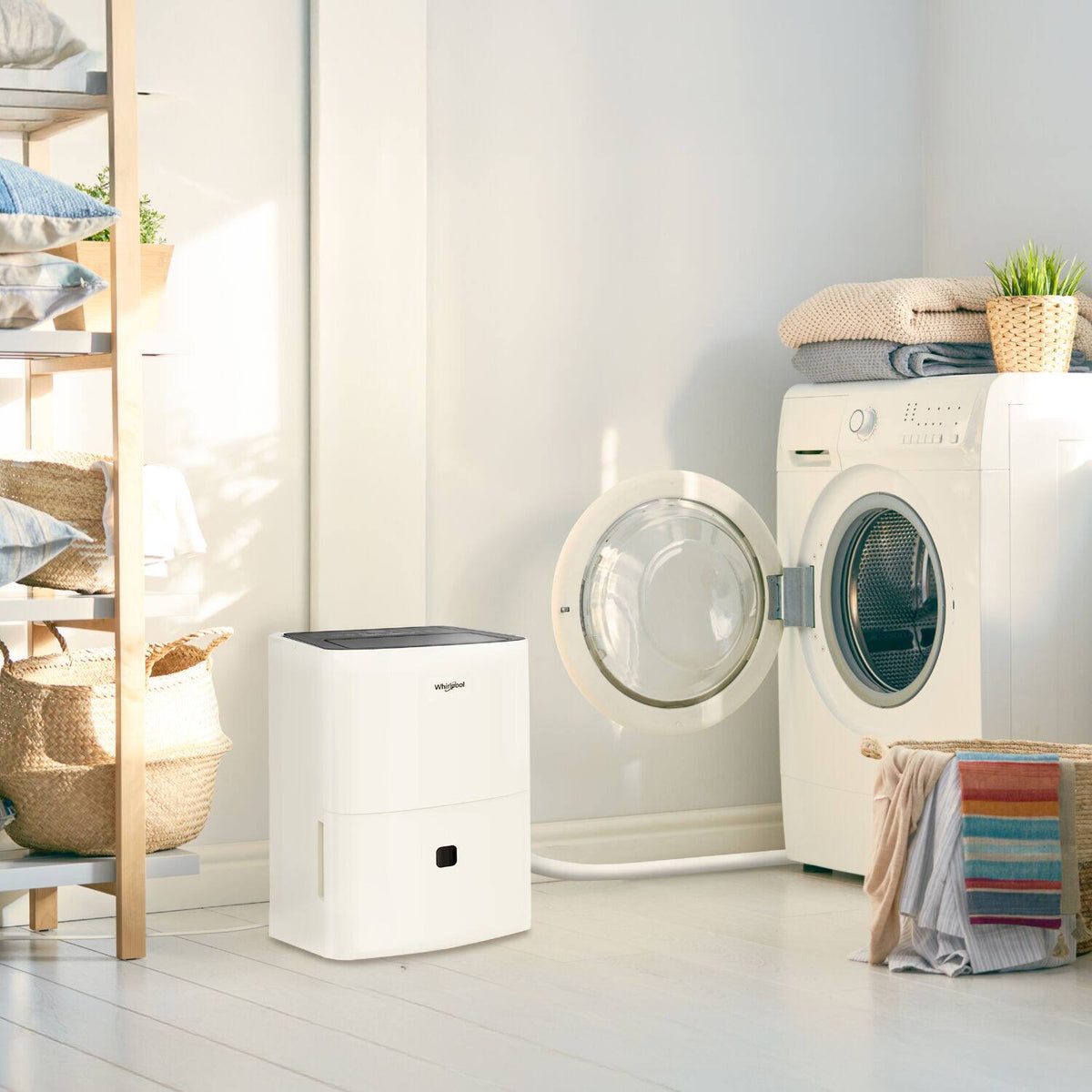 Whirlpool - 50 Pint 3000 Sq. Ft 14.8 quart Energy Star Certified Dehumidifier with Pump - White
