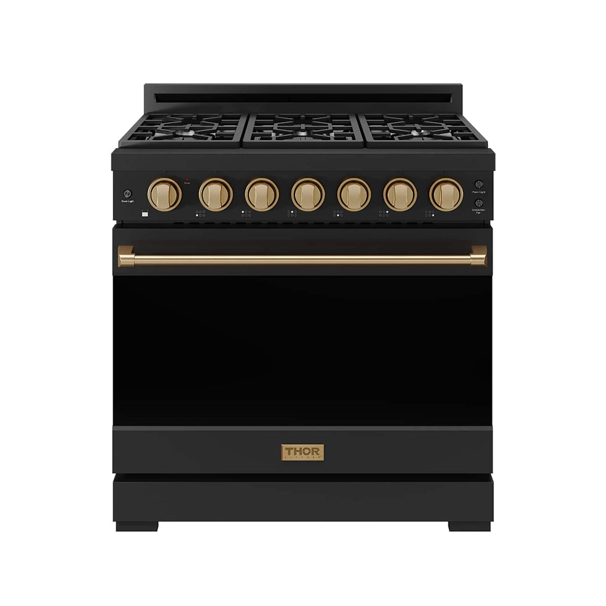 36 in. Wide 6 Burner Gordon Ramsay Series by Thor Kitchen 6.0 Cu. Ft Freestanding Gas Range with Bronze Hardware - Black