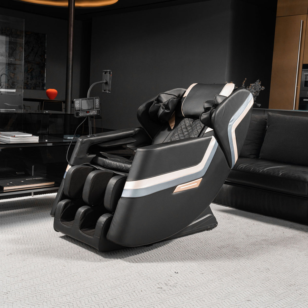 Sillón de masaje reclinable, gravedad cero y presión de aire de cuerpo completo - Negro