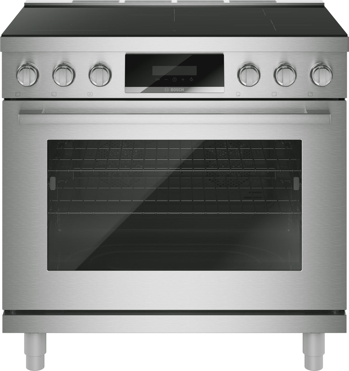 Bosch - 800 Series 36 in. Wide 5.4 Cu. Ft. Industrial Style Electric Induction Range with 5 Elements - Stainless Steel
