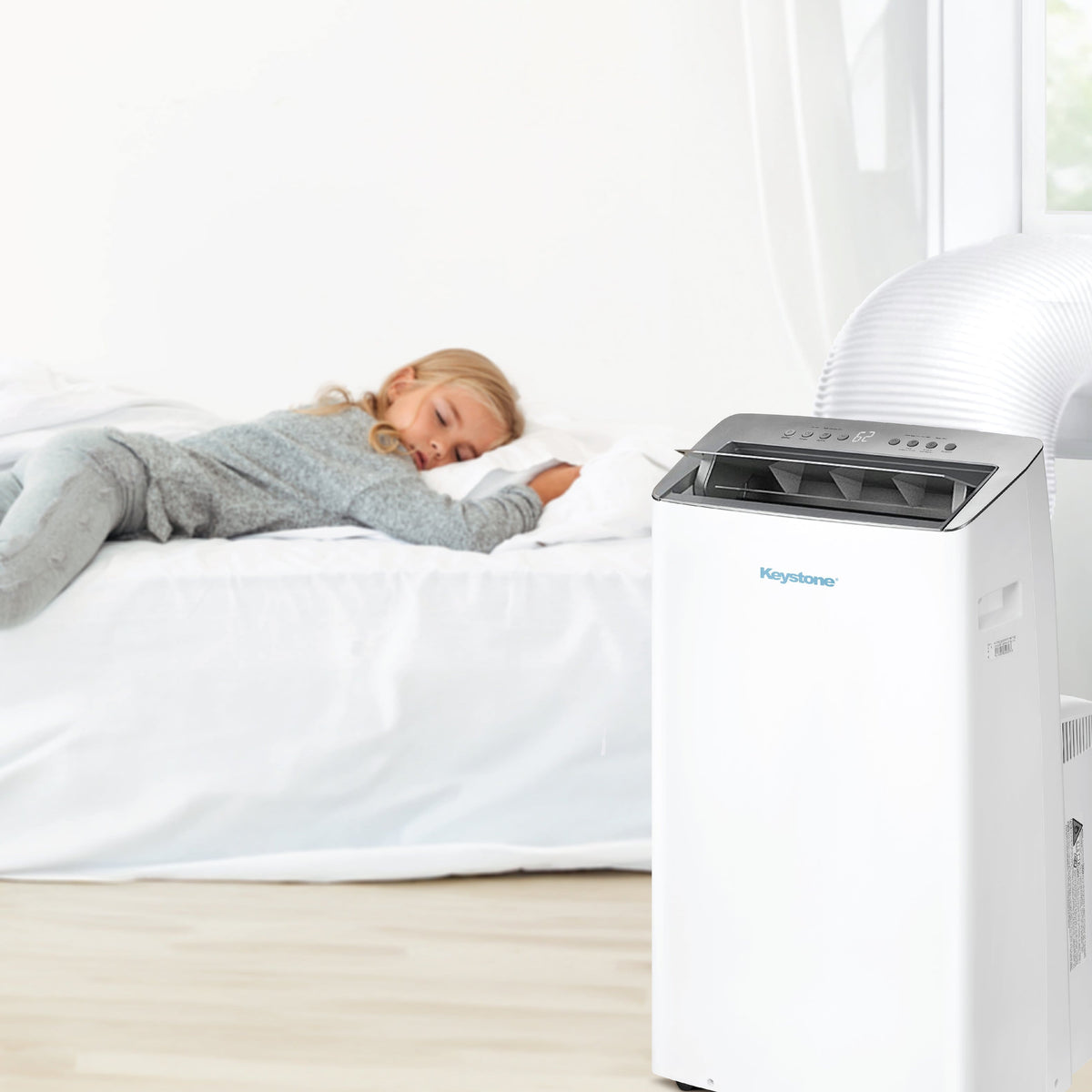 Keystone - 14,000 BTU ASHRAE/12,000 BTU DOE Portable Inverter Air Conditioner with Remote Control - White