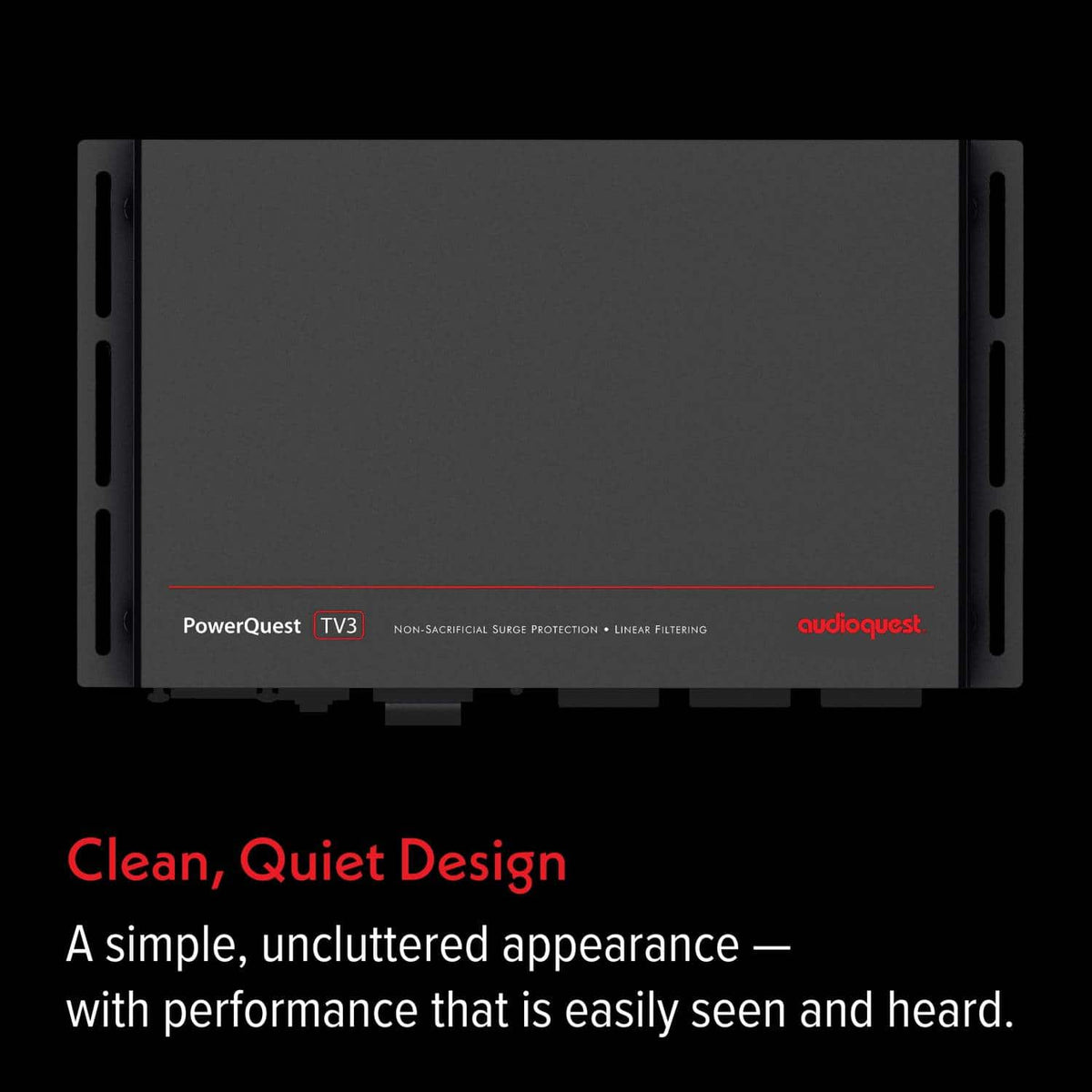 AudioQuest - PowerQuest TV3 3-Outlet Surge Protector for Wall-Mounted TVs (Non-Sacrificial, Noise-Dissipating, Behind-TV Design) - Black