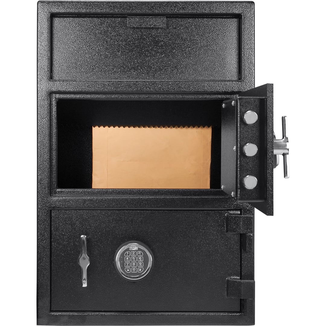 Barska - Large Digital Depository Safe with Drop Slot-Solid Steel, Dual Keypad Access, 5 Deadbolts - Black