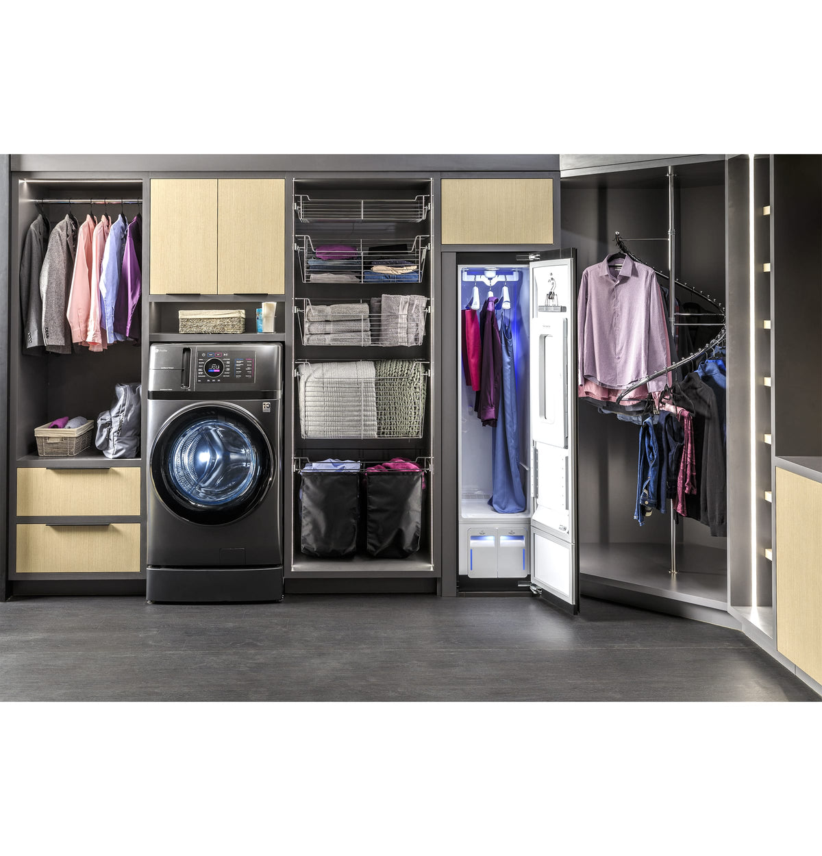 GE Profile - Steam Closet with Fabric Refresh - Mirrored Carbon