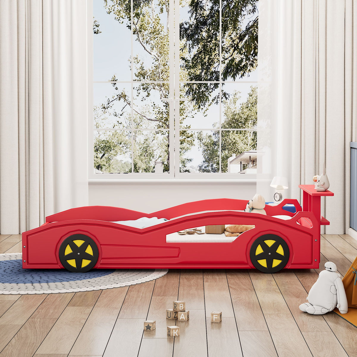 Cama Plataforma de Coche de Carreras y Ruedas