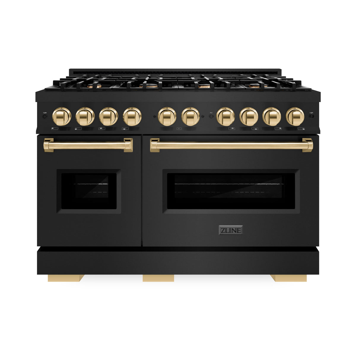 ZLINE - 48 in. Wide 8 Burner Autograph Classic Black Stainless Gas Range with Gold Accents (CGRBZ-48-G) - Black Stainless Steel