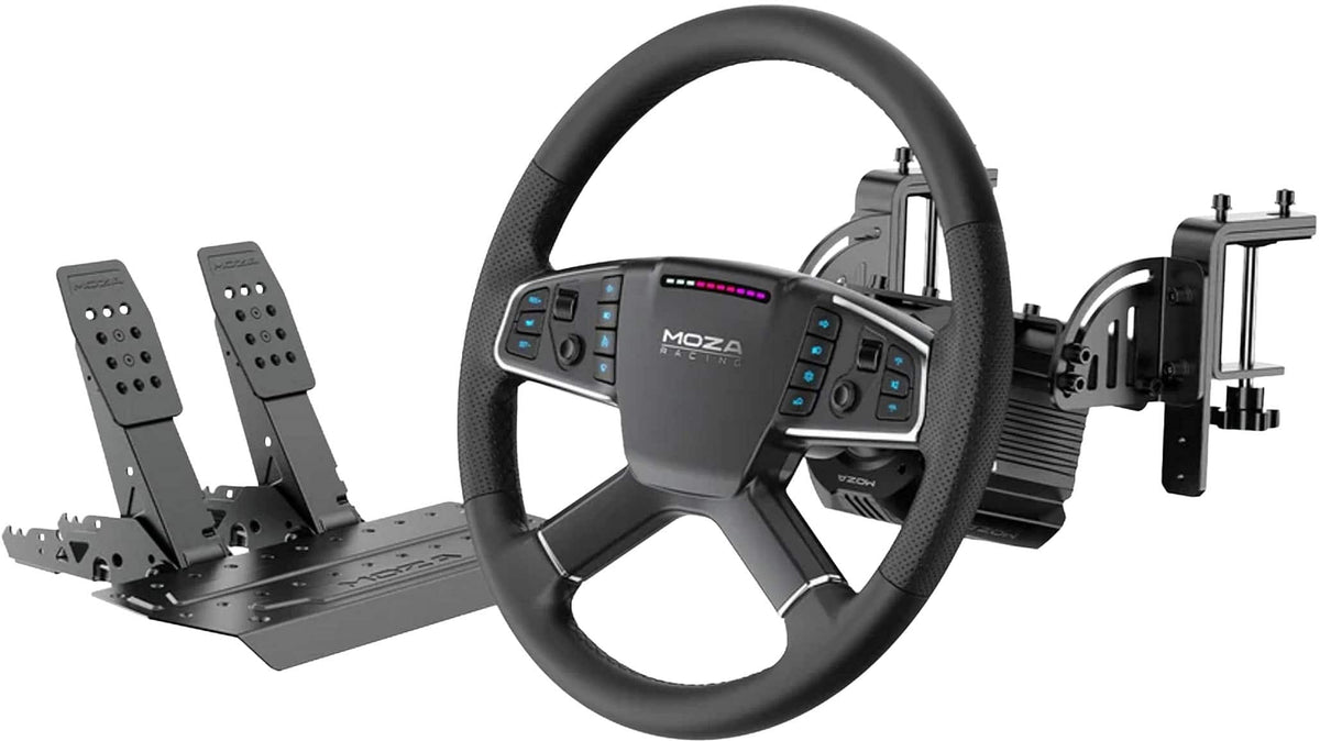 Moza Racing - R5 Pro Truck Bundle for Windows (Pedals, Wheelbase, Steering Wheel & Clamp) - Black