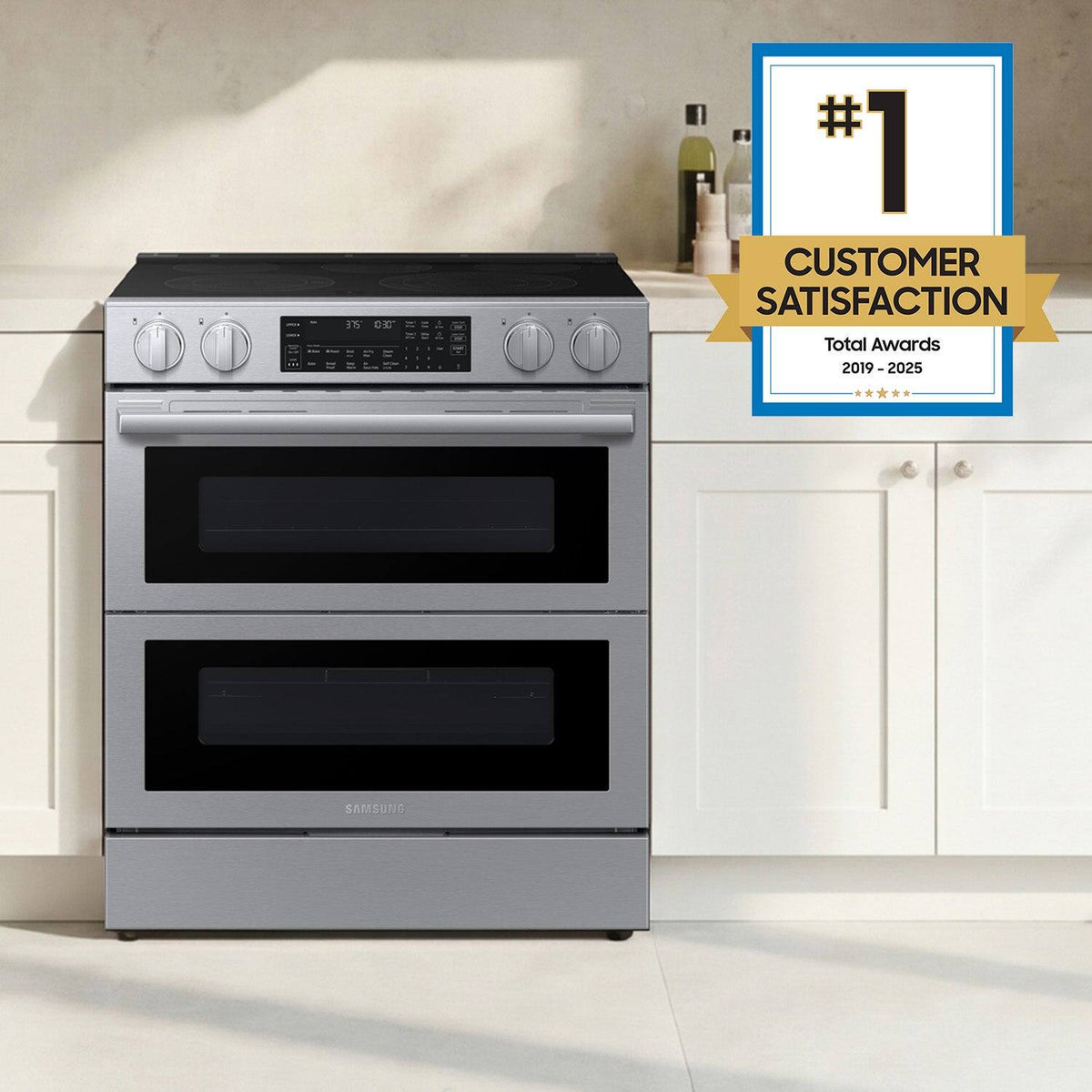 Samsung - Bespoke Smart Slide-In Electric Range with Flex Duo Oven and Dual True Convection - Stainless Steel