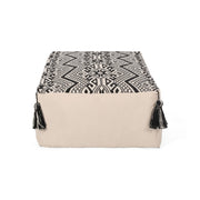 Kiki - Rectangular Pouf Ottoman Floor Cushion Natural - Black