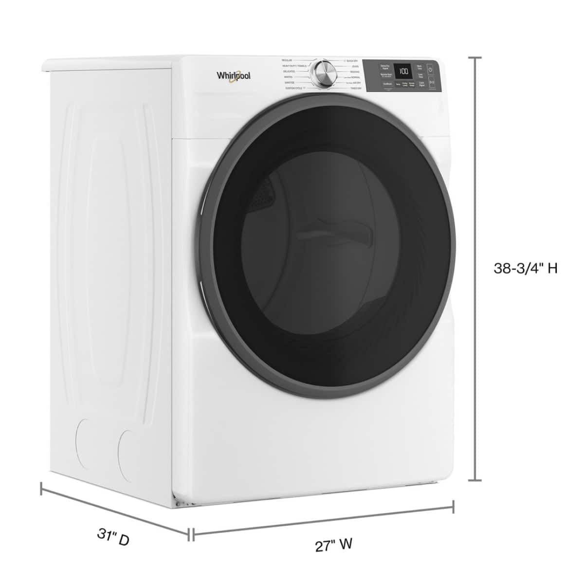 Whirlpool - 7.4 Cu. Ft. Stackable Smart Electric Dryer with Wrinkle Shield Option - White
