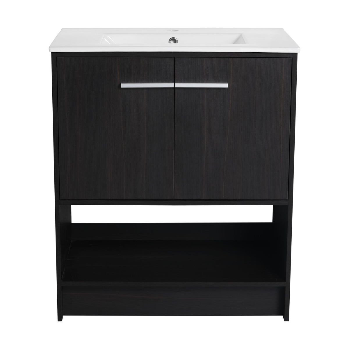 Mueble de baño moderno con lavabo cerámico, mueble independiente, puertas de cierre suave