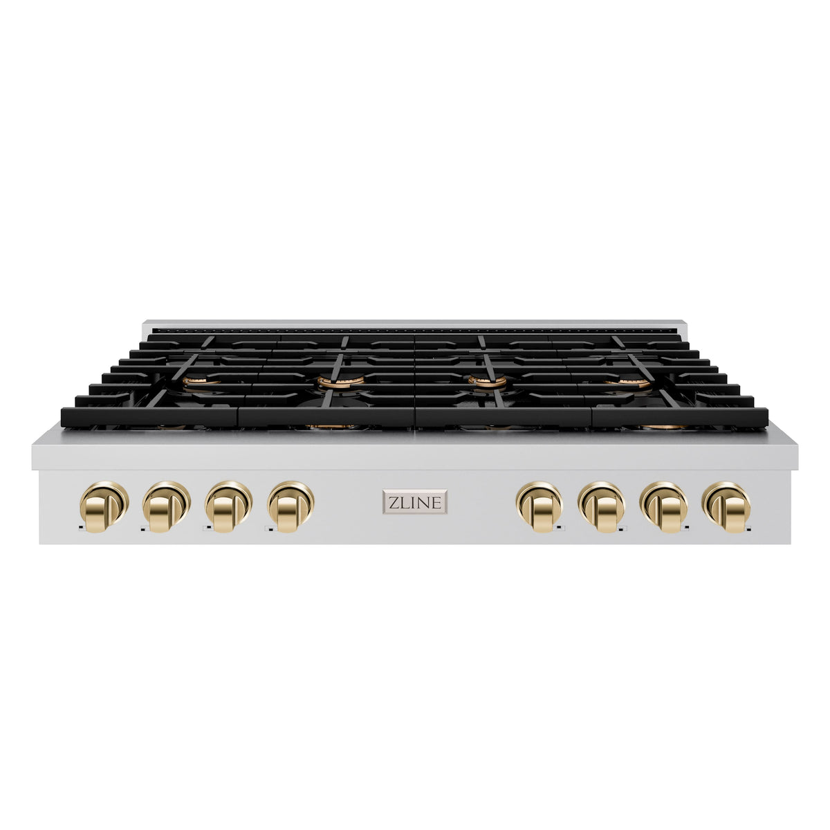 ZLINE - 48 in. Wide 8 Burner AutographParamount Gas Cooktop with Champagne Bronze Accents (SRTZ-48-G) - Stainless Steel