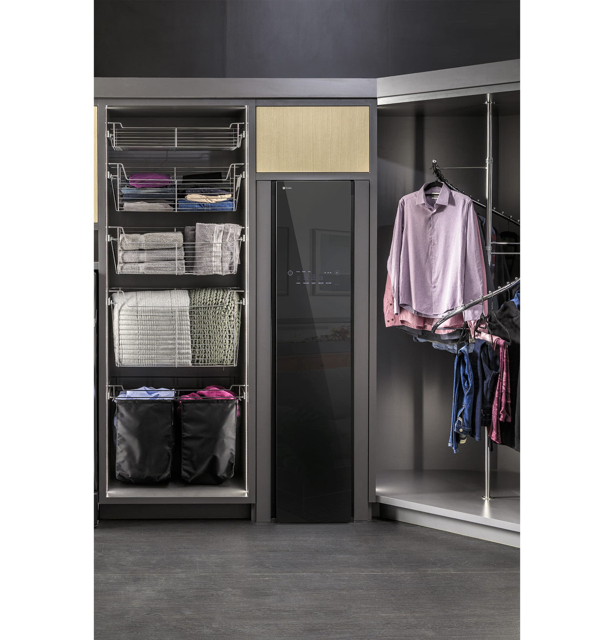 GE Profile - Steam Closet with Fabric Refresh - Mirrored Carbon
