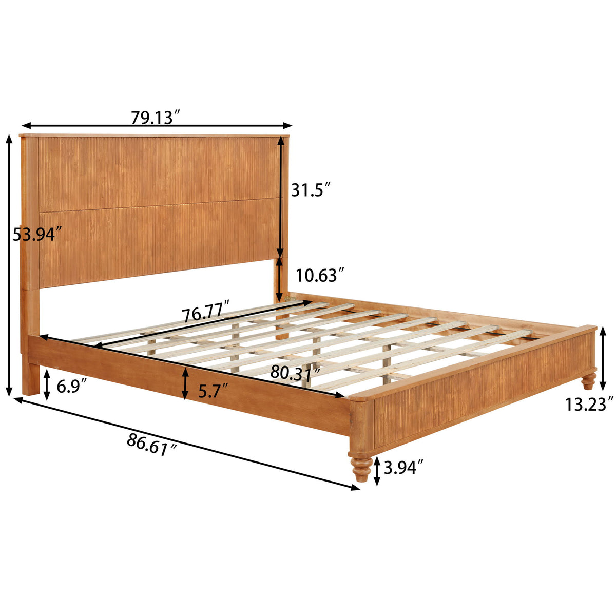 Estructura de cama de plataforma y cabecero alto