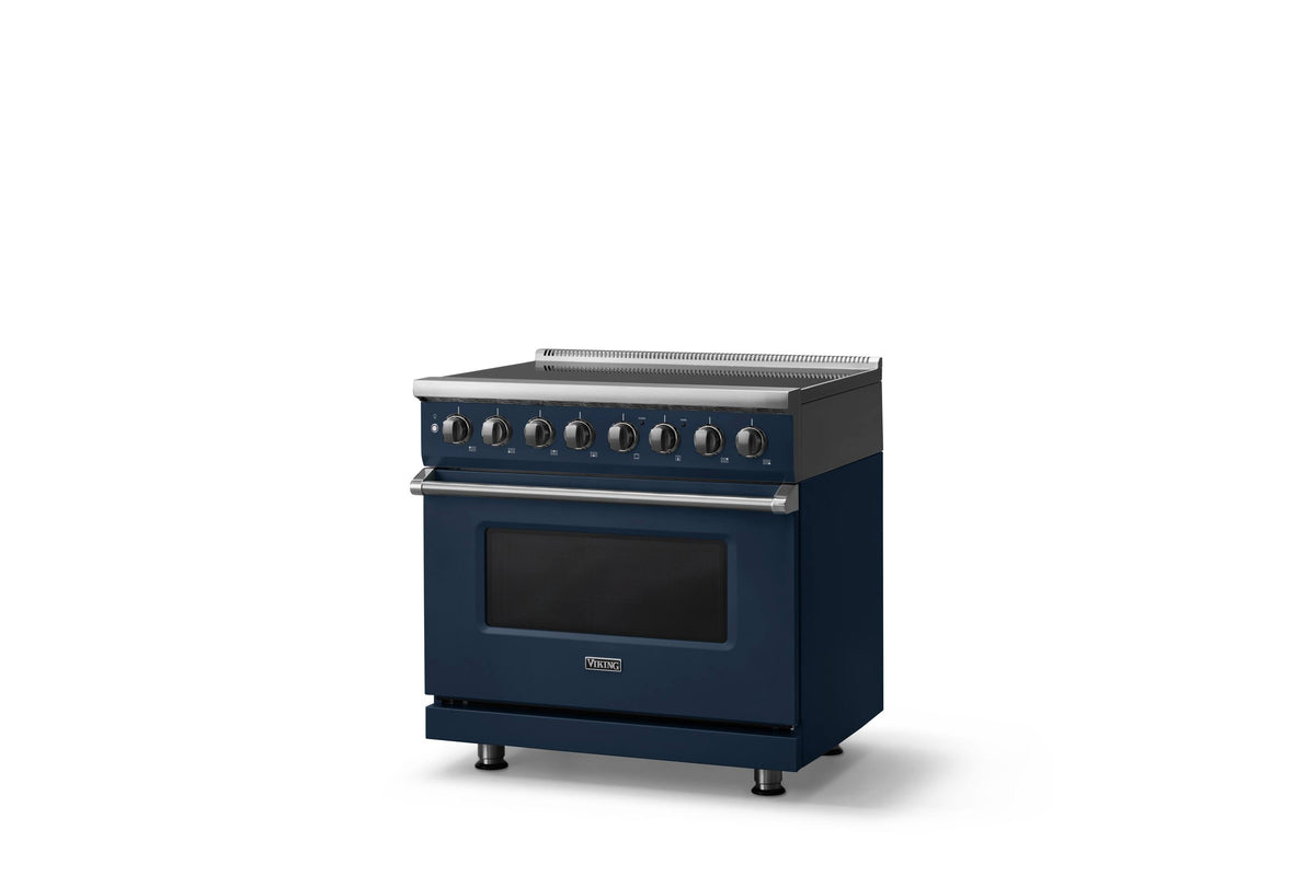 Viking - 36 in. Wide 6 Elements Pro 5 Series 5.6 Cu. Ft. Freestanding Induction Convection Range - Slate Blue