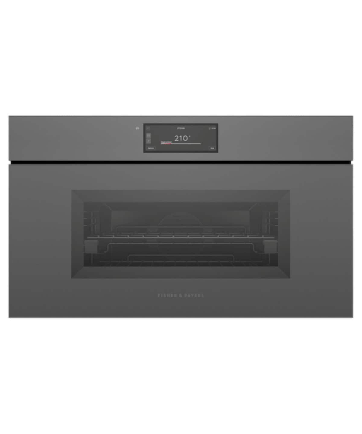 Fisher & Paykel - 30" 1.9 Cu. Ft. Single Combination Steam Oven, , 6.8" Touchscreen, Handleless - Compact - Minimal Grey - Gray