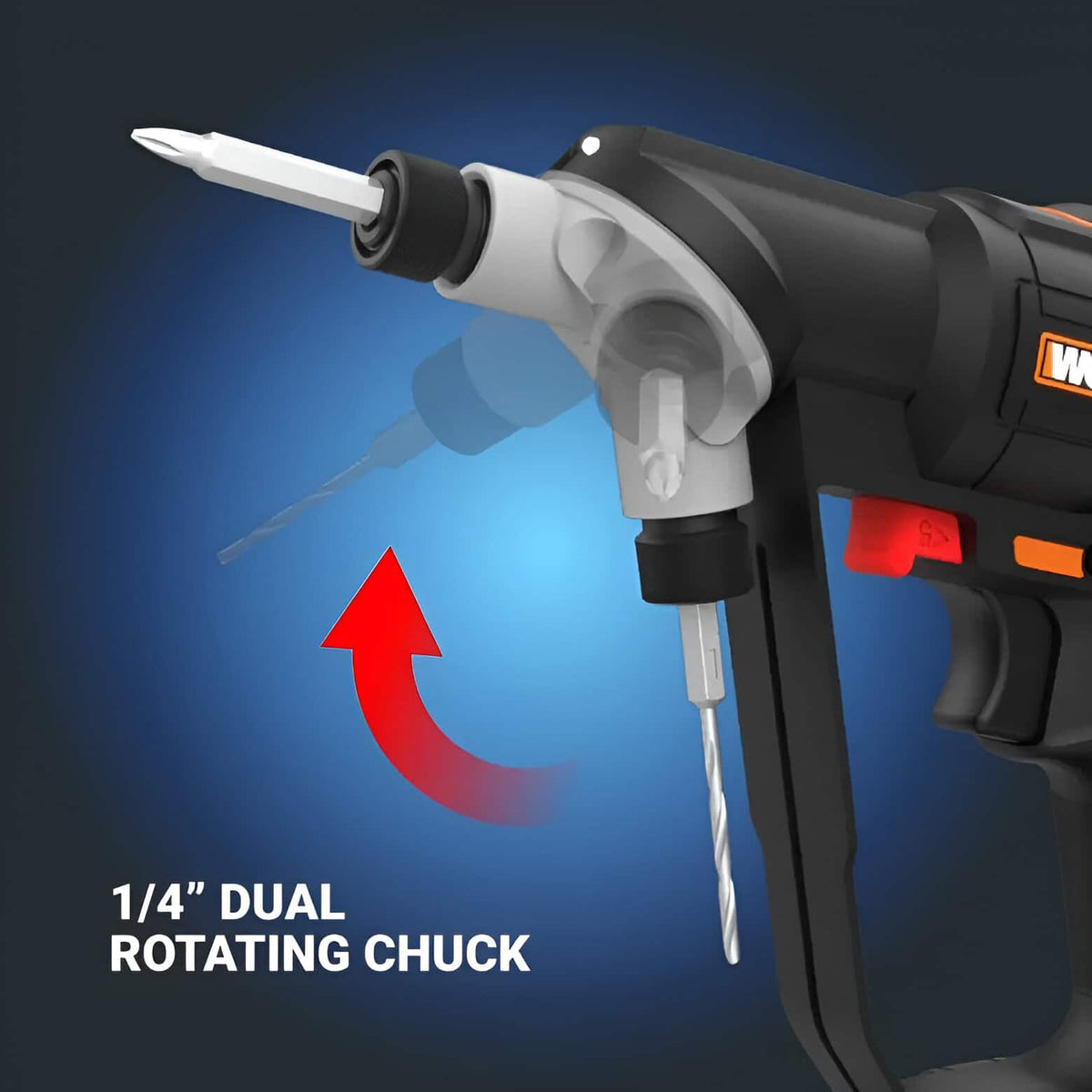WORX - Nitro 20V SwitchDriver 2-in-1 Brushless Cordless Drill/Driver - Rotatable Dual 1/4" Chucks (Battery & Charger Included) - Black