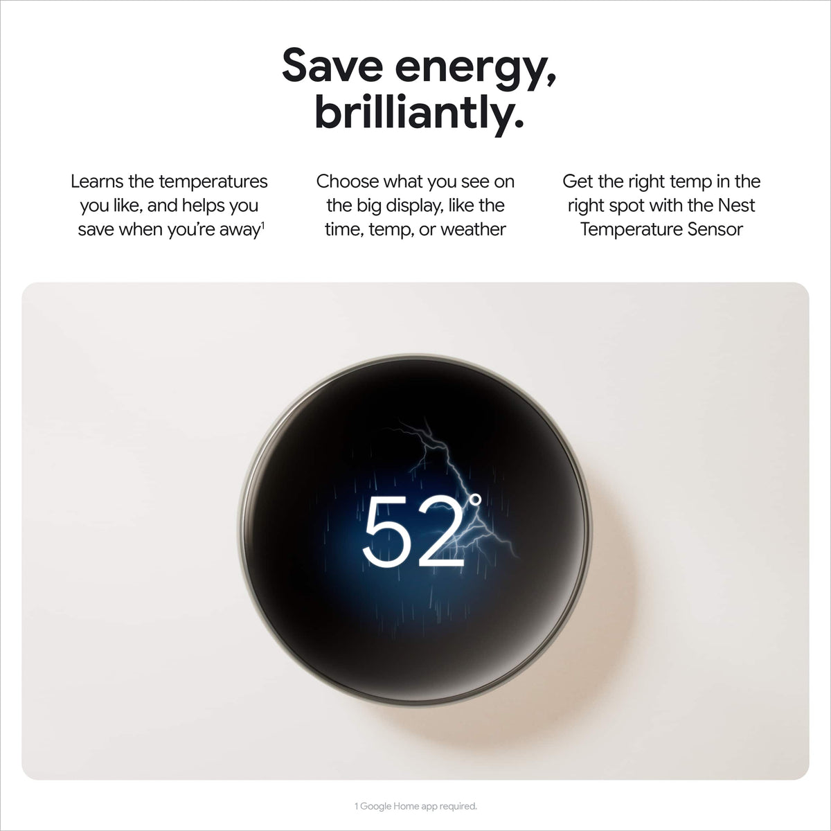 Google - Nest Learning Thermostat (4th gen) with Nest Temperature Sensor (2nd gen) - Polished Obsidian