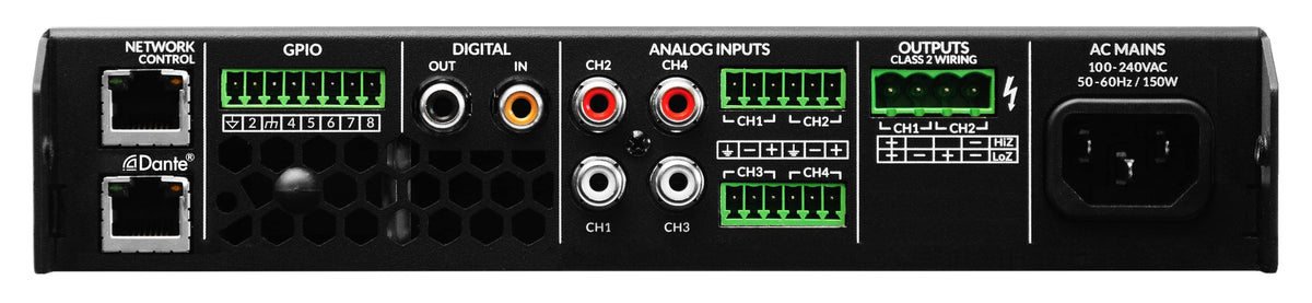 Sonance - Blaze PowerZone Connect 122D – 125 W DSP-enabled Class-D amplifier with 2 channels and Dante (Each) - Black