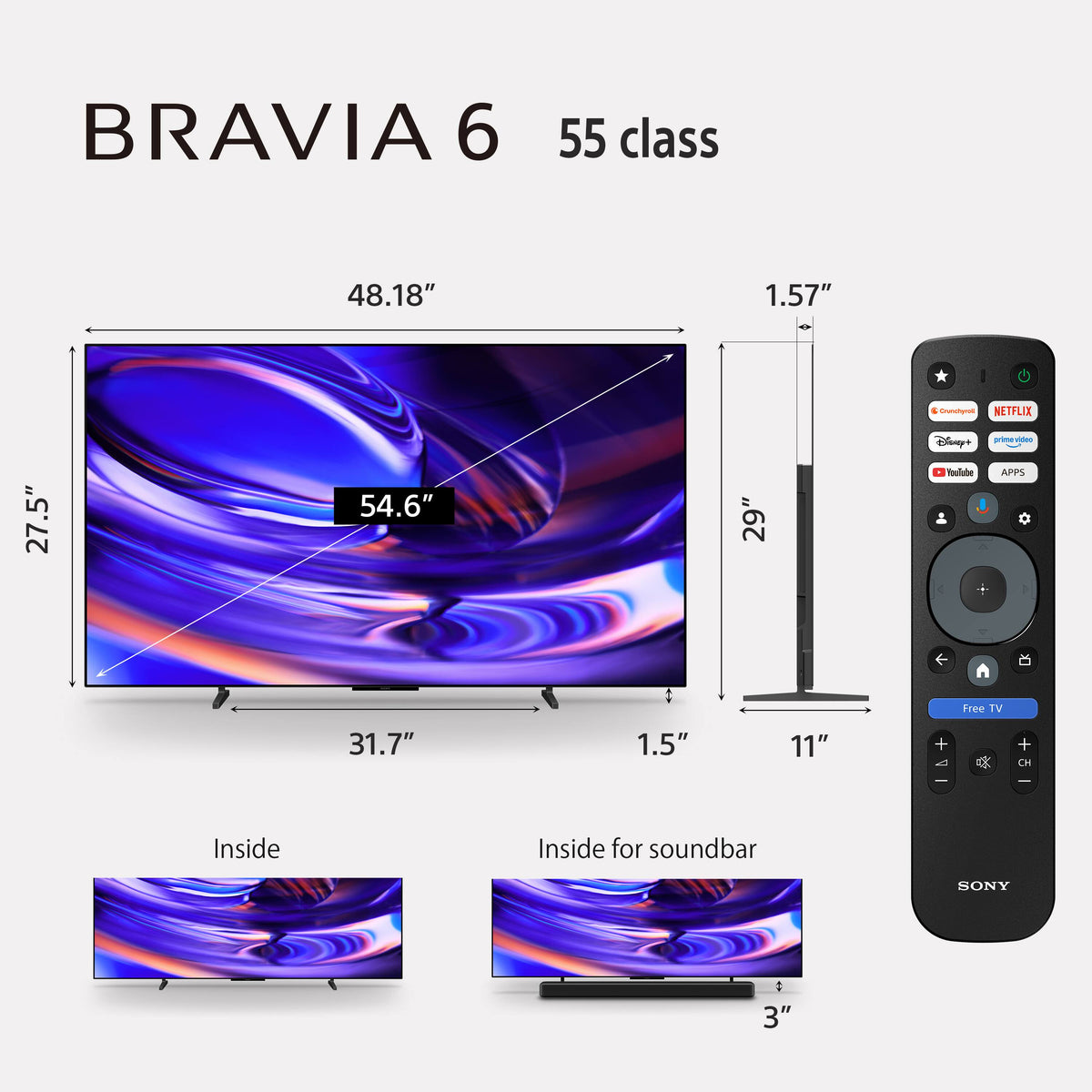 Sony - 55" class BRAVIA 6 OLED 4K HDR Smart Google TV with Gemini