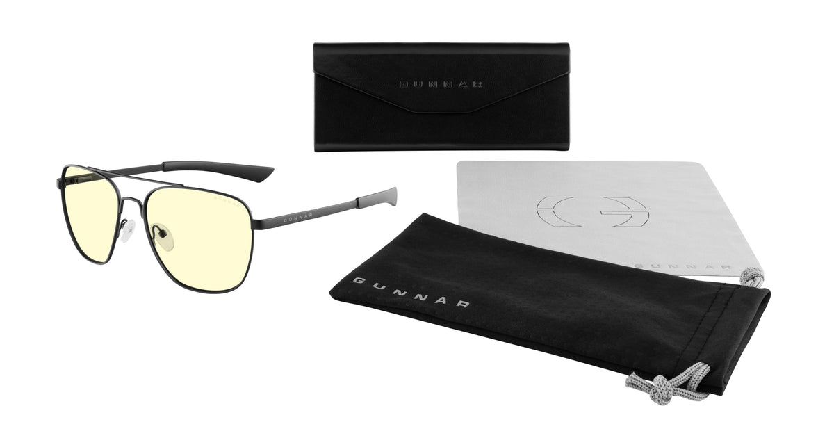 GUNNAR - Mustang Computer Glasses with Blue Light Reduction, Amber Lenses - Onyx