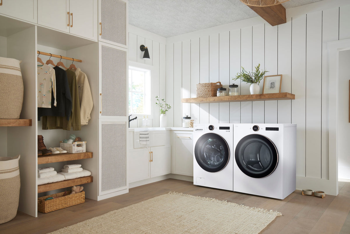 LG - 5.0 Cu. Ft. High-Efficiency Stackable Smart Front Load Washer with Steam and TurboWash 360 - White